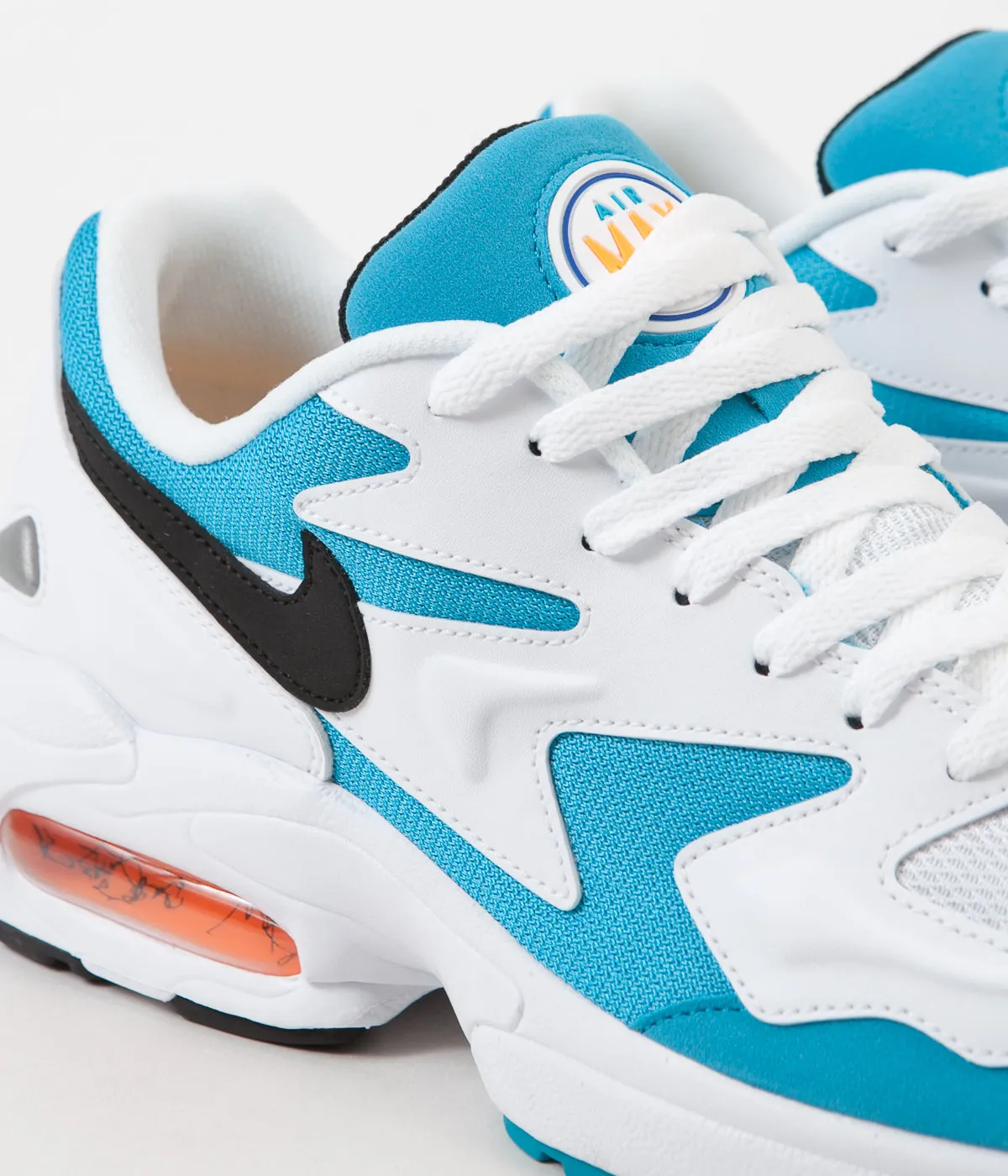 Nike Air Max 2 Light Shoes - White / Black - Blue Lagoon - Laser Orange