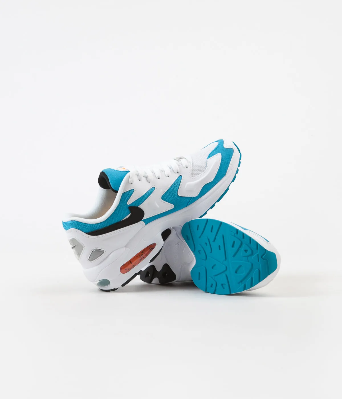 Nike Air Max 2 Light Shoes - White / Black - Blue Lagoon - Laser Orange