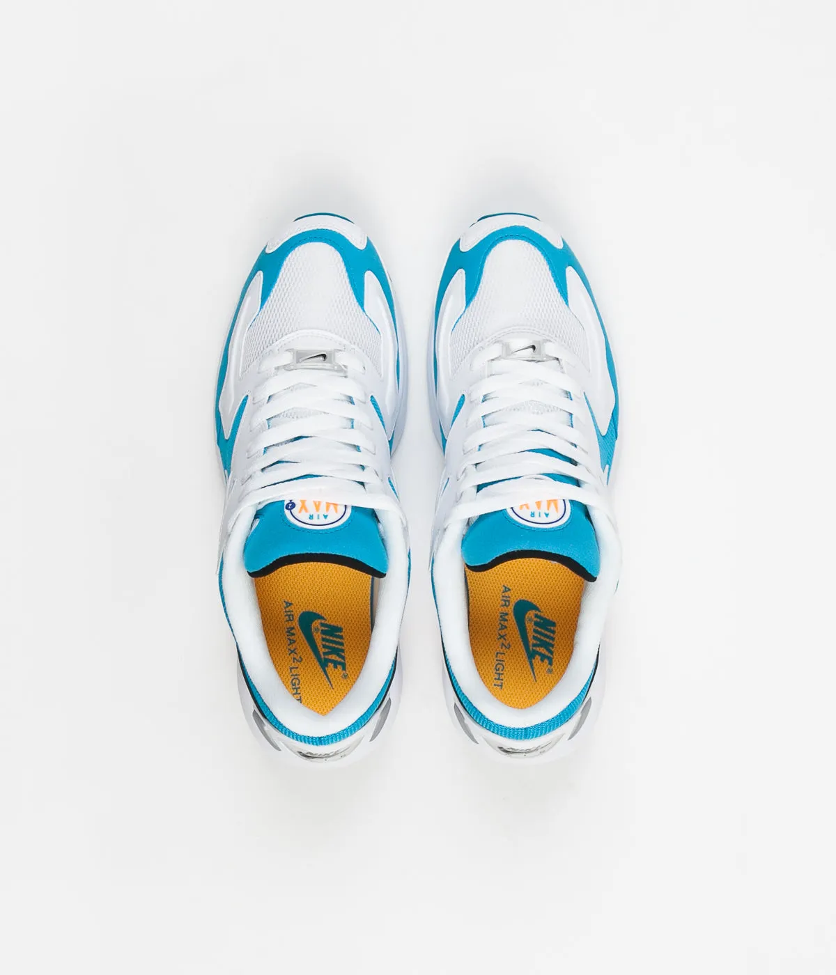 Nike Air Max 2 Light Shoes - White / Black - Blue Lagoon - Laser Orange