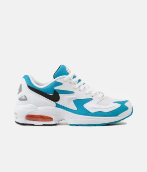 Nike Air Max 2 Light Shoes - White / Black - Blue Lagoon - Laser Orange