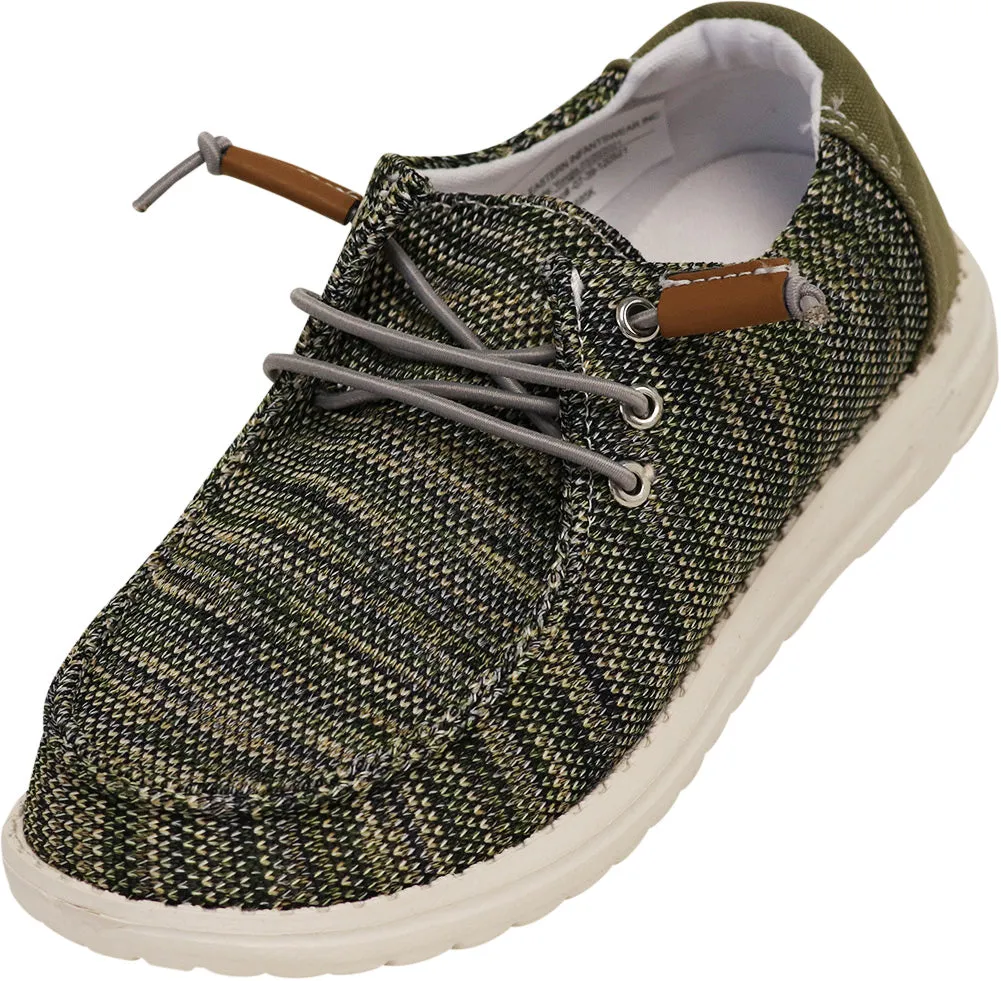 Norty - Boy's and Girl's Lightweight Loafer Slip On Lace Up Casual Boat Shoe