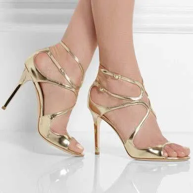 Peep Toe Buckle Cross Strap Cutout Sandals