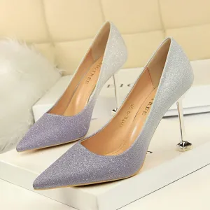 Point Toe Glitter Stiletto Kit Heel Pumps