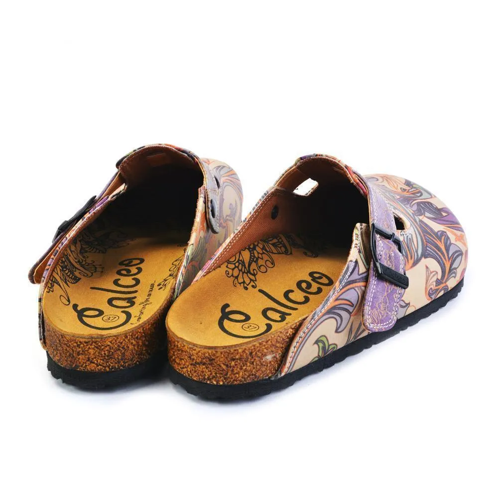 Purple & Pink Floral Slip On Clogs CAL371
