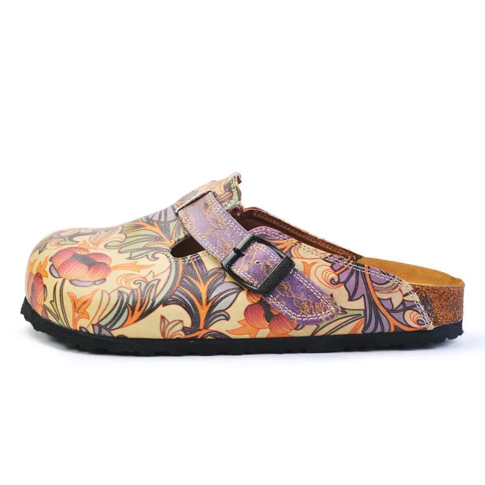 Purple & Pink Floral Slip On Clogs CAL371
