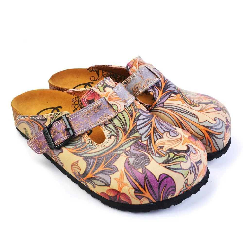Purple & Pink Floral Slip On Clogs CAL371