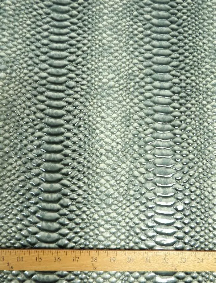 Shiny 3D Serpent Snake Embossed Vinyl Fabric / Natural Ivory / By The Roll - 30 Yards