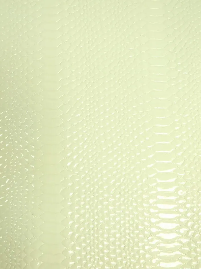 Shiny 3D Serpent Snake Embossed Vinyl Fabric / Natural Ivory / By The Roll - 30 Yards
