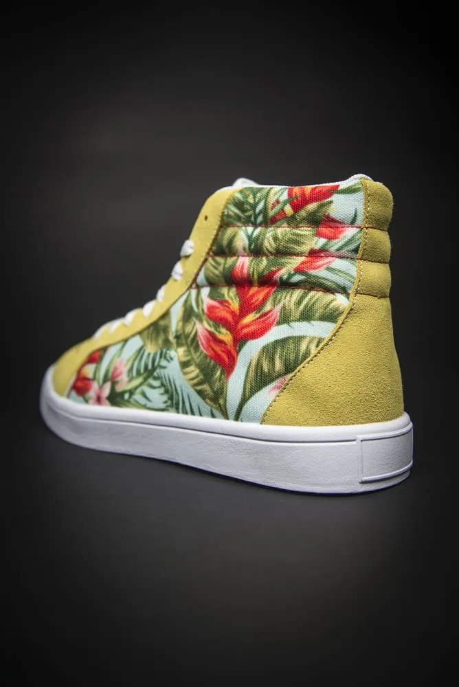 Tropic Vibes Print Canvas Hi-Top Men's Sneakers