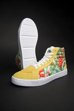 Tropic Vibes Print Canvas Hi-Top Men's Sneakers