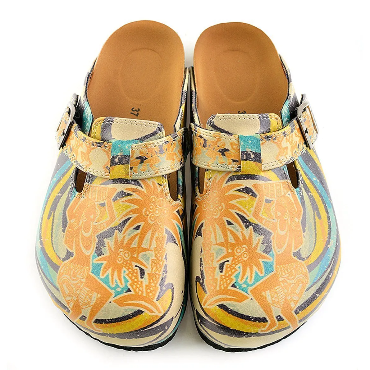 Yellow Tropical Swirl Clogs CAL314