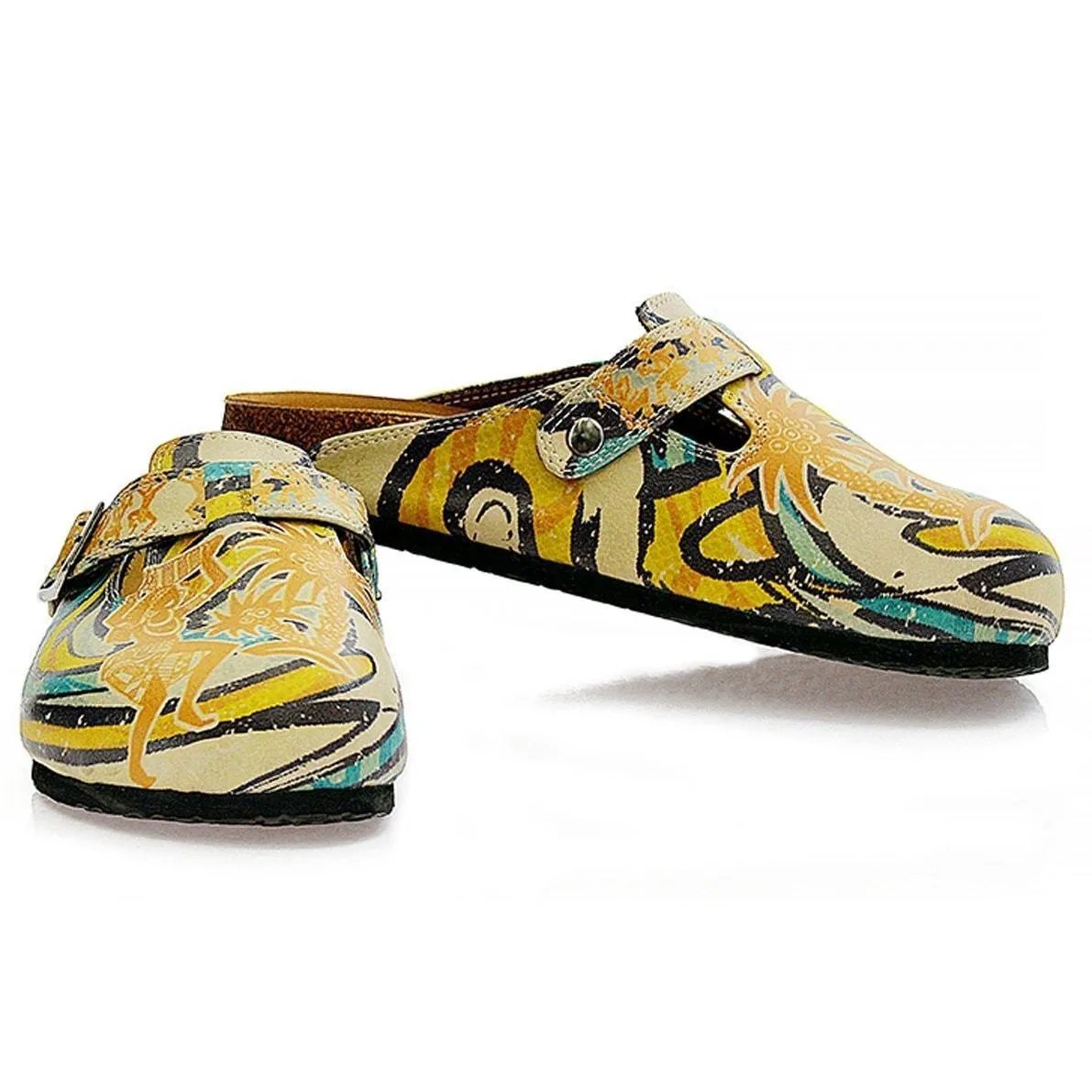 Yellow Tropical Swirl Clogs CAL314