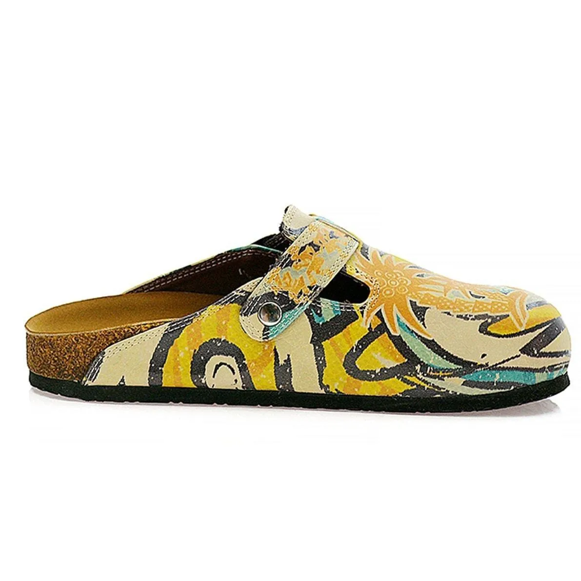 Yellow Tropical Swirl Clogs CAL314